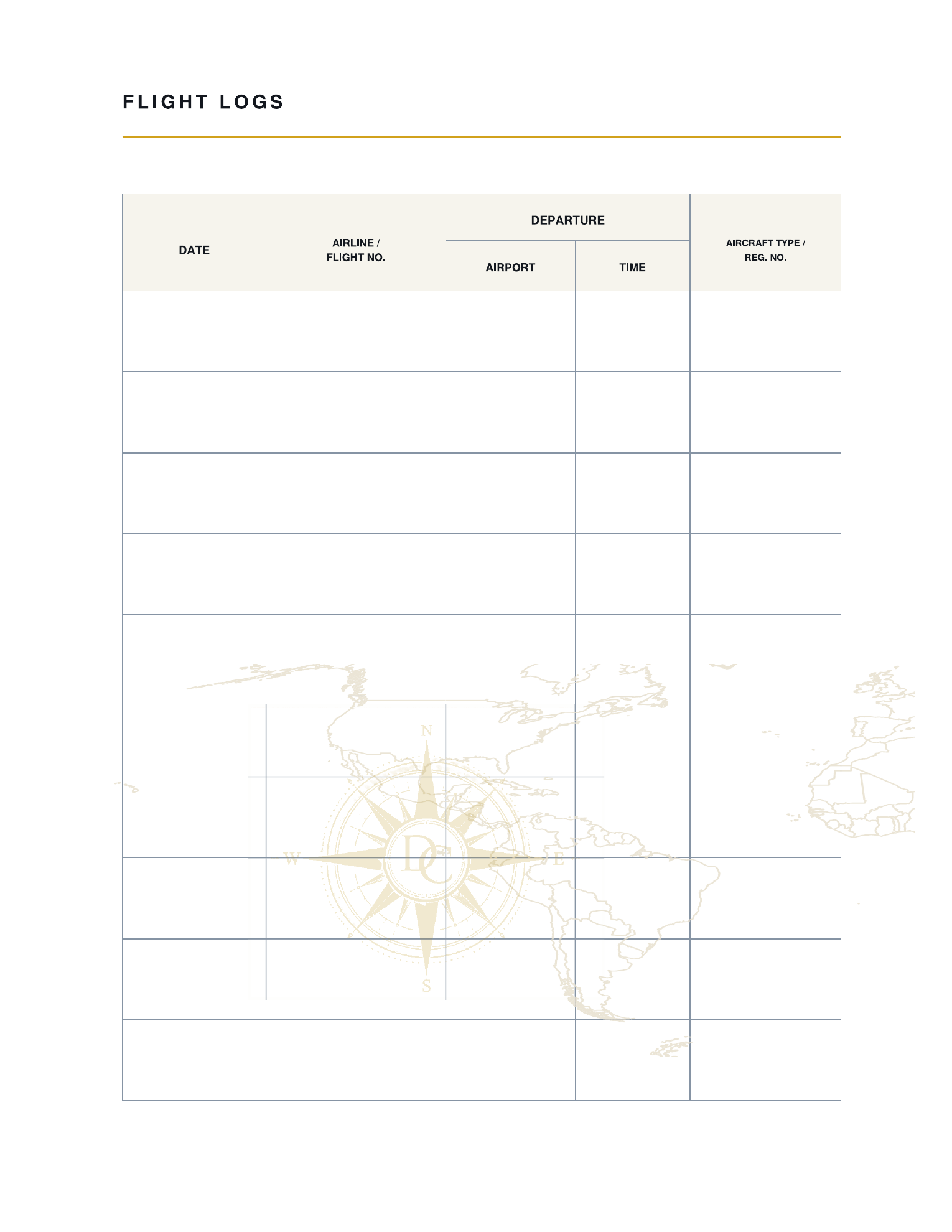 Flight Logs departure page