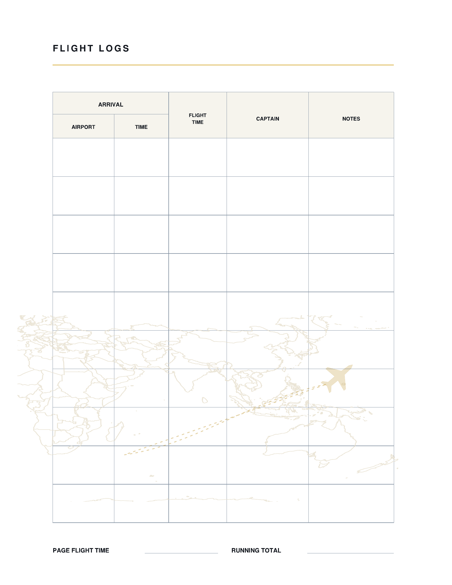 Flight Logs arrival page