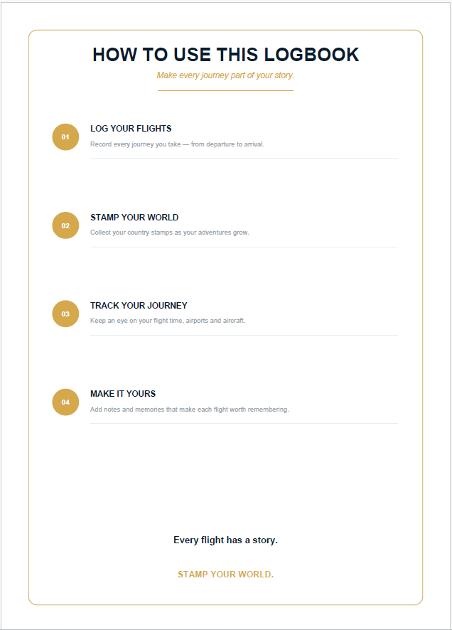 How to use the Passenger Flight Logbook