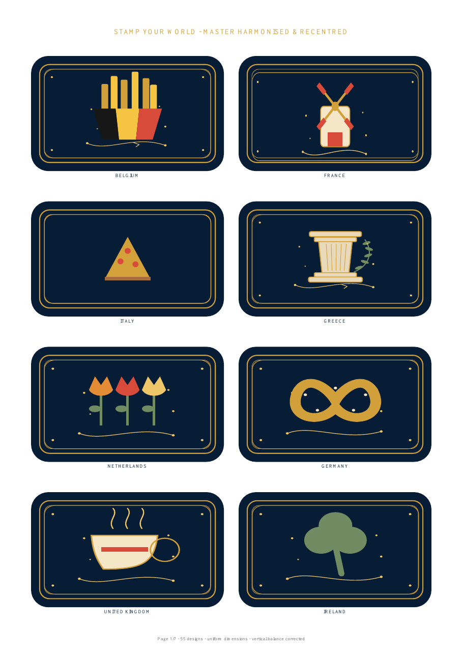 Stamp Your World sticker collection across two pages